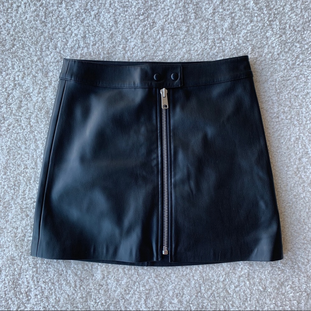 ALLSAINTS Lena Black Leather Skirt